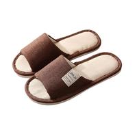 Pantofole in lino da donna e uomo con fori per le dita, suola morbida, antiscivolo, unisex, silenziose, adatte per tutte le stagioni, Caffè F, 40 EU