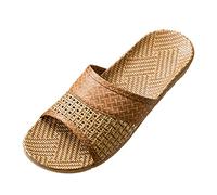 Pantofole in lino da donna e uomo, leggere, ad asciugatura rapida, punta aperta, morbide, con suola morbida, antiscivolo, per doccia, bagno, piscina, spiaggia, cachi, 36.5 EU
