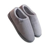 Pantofole in memory foam, in cotone, per interni ed esterni, per mocassino, pantofole da uomo, calde e invernali, fodera in sherpa, per la casa, scarpe antiscivolo, Grigio 1, 44 EU