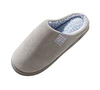 Pantofole in memory foam, in cotone, per interni ed esterni, per mocassino, pantofole da uomo, calde e invernali, fodera in sherpa, per la casa, scarpe antiscivolo, marrone, 44/45 EU