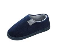 Pantofole in memory foam, in cotone, per interni ed esterni, per mocassino, pantofole da uomo, calde e invernali, fodera in sherpa, per la casa, scarpe antiscivolo, Blu marino 1, 44 EU