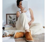 Pantofole IN Pelle Di Agnello - Canada Cognac Donna Scarpe Pelliccia Cuoio Braun