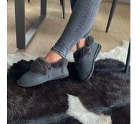 Donna & Uomo pelle di Pecora Pantofole Canada Grigio Scarpe Pelliccia Vera