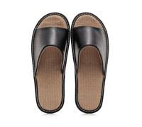 Pantofole in Pelle Unisex da Interno, Pantofole Aperte Al Coperto in Pelle, Tappetino Aantibatterico in Lino, Comode e Antiscivolo, Pantofole Estive In Pelle per Uomo All'int(Size:EUR40-41,Color:Nero)