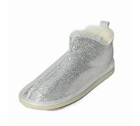 Donna pelle di Pecora Pantofole Cinderella Brillantini Scarpe Pelliccia