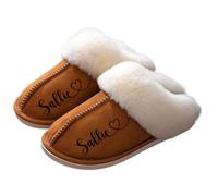 Pantofole In Peluche Con Nome Personalizzato, Scarpe Da Casa Per Interni | Calzature Invernali Morbide E Calde, Regalo Di Natale E Compleanno Per I Genitori