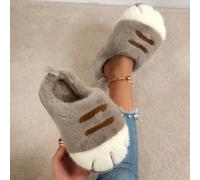 Pantofole in peluche con zampa di gatto 3D Scarpe da casa slip-on Comode pantofole per coppia con zampa pelosa Pantofole morbide e calde invernali per camera da letto interna Coffee