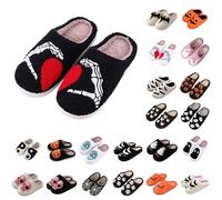 Pantofole in peluche da donna e uomo, per Halloween, per l'inverno, fluffy, antiscivolo, per la casa, in memory foam, calde scarpe invernali per Halloween, regali di Natale, Lila15, 38 EU