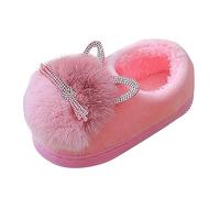Pantofole in peluche per ragazze, calde e pelose, scarpe da casa per bambini, leggere, morbide, alla caviglia, suola piatta antiscivolo, scarpe in cotone di gomma, leggere e spesse, rosa, 30 EU