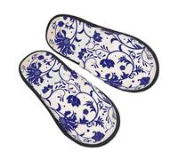 Pantofole in porcellana blu e bianche per donne e uomini, calde pantofole da donna sfocate calde pantofole da casa pantofole da camera da letto, pantofole sfocate invernali per casa e interni