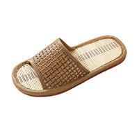 Pantofole in rattan infradito per la casa spa sandalo pantofole per donne uomini andare a piedi pantofole per le donne, Marrone, 38 EU