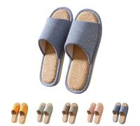 Pantofole in tessuto di lino, pantofole da interni, per tutto l'anno, comode e traspiranti, antiscivolo, silenziose, pantofole per la casa, pantofole per la camera da letto, Blu mare, 43 EU
