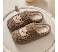Pantofole interne chiuse e antiscivolo in morbida peluche a forma di orso bruno, adatte sia per lui che per lei, ideali per l autunno e l inverno CN40-41,CN42-43,CN44-45Animale,Fumetto,Colore unicoTes