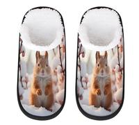 Pantofole invernali a forma di scoiattolo, pantofole da viaggio per interni e uomini, pantofole da casa in peluche, Multicolore, 8/11 UK Wide