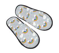 Pantofole Invernali Cartoon Rainbow And Music Pattern Calde Babbucce Comode Traspiranti Scarpe da Casa Casa Uomo M