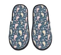 Pantofole Invernali Cute Rabbit Flowers Print Calde Slippers Peluche Moda Scarpe da Casa Interne Uomo L