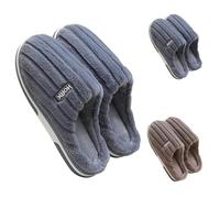 Pantofole invernali da donna, da uomo, in peluche, morbide, invernali, imbottite, antiscivolo, suola morbida, in gomma, grigio scuro, 52