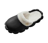 Pantofole invernali da donna in feltro, morbide, antiscivolo, impermeabili, morbide, per la casa, chiuse, unisex, leggere, larghe, Nero , 43 EU