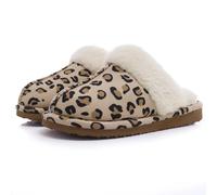 Pantofole invernali da donna in pelliccia, soffici e pelose, for casa, calde, comode morbide, for camera letto Pour la Chambre et le Salon(Leopard,40-41)