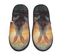 Pantofole Invernali Flower Meditating Rabbit Print Calde Slippers Pelose Unisex Pantofole da Casa Uomo Inverno L