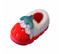 Pantofole invernali in caldo peluche per bambini, a tema frutta, antiscivolo, per interni, per ragazzi e bambini, morbide e comode, per bambini dai 2 ai 13 anni, 01 rosso., 36 EU