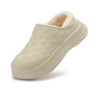 Pantofole invernali in cotone, calde e morbide, impermeabili, in EVA, for uomo, con fondo spesso punta chiusa Pour la Chambre et le Salon(Beige,38-39)