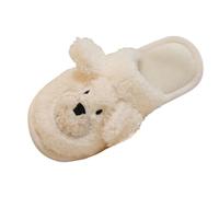 Pantofole invernali in cotone da donna, in peluche, da donna, antiscivolo, carine, piatte, in feltro, per interni ed esterni, super morbide, bianco, 40 EU