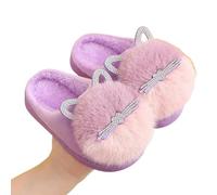 Pantofole Invernali Per Bambini Pantofole Di Cotone Per Bambini Principessa Calda Bambini Inverno Carino Gatto Diamante Peloso Scarpe Bambina Morbida Bottom Home Scarpe-Viola-1-32-33(Soletta 20,0Cm)
