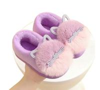 Pantofole Invernali Per Bambini Pantofole Di Cotone Per Bambini Principessa Calda Bambini Inverno Carino Gatto Diamante Peloso Scarpe Bambina Morbida Bottom Home Scarpe-Viola-2-36-37(Soletta 23,0Cm)