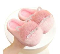 Pantofole Invernali Per Bambini Pantofole Di Cotone Per Bambini Principessa Calda Bambini Inverno Carino Gatto Diamante Peloso Scarpe Bambina Morbida Bottom Home Scarpe-Rosa-1-38-39(Soletta 24,0Cm)