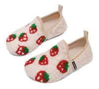 Pantofole invernali per bambini, ragazzi e ragazze, calde, con suola antiscivolo, per interni, Fragole Bianche, 20/21 EU