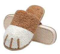 Pantofole invernali unisex in cotone da uomo, antiscivolo, carine, con caricatura, calde, comode, in cotone, per la casa, per gli ospiti, per interni ed esterni, cachi, 39 EU
