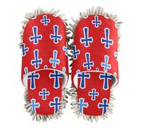 Pantofole lavabili, in microfibra, pulitore per capelli e polvere, Croce Azzurra Sfondo Rosso, Medium