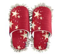 Pantofole lavabili, in microfibra, pulitore per capelli e polvere, Stars Red 4 luglio, Medium