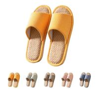 Pantofole leggere da donna estive, con plantare, comode pantofole in lino, per interni, traspiranti e confortevoli, Colore: arancione., 43 EU