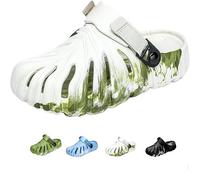 Pantofole Monstera, Morbidi Sandali Da Bagno Con Pizzo Aperto Con Motivo A Foglie Per L'Estate, Mimetico Bianco B, 37/38 EU
