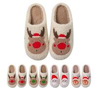 Pantofole natalizie da donna da uomo pantofole natalizie da uomo in peluche pantofole unisex coppia diapositive con motivo pupazzo di neve adorabili cursori alce carino il Babbo Natale Sliders regalo