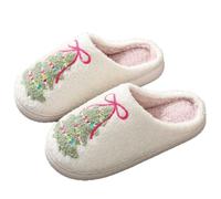 Pantofole natalizie invernali da donna e uomo, in peluche, per Babbo Natale, renna, pupazzo di neve, comode e calde, per Natale, Y3 bianco, 37 EU