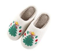 Pantofole natalizie invernali da donna e uomo, in peluche, per Babbo Natale, renna, pupazzo di neve, comode e calde, per Natale, Y8 bianco, 37 EU