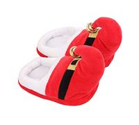 Pantofole natalizie per famiglie e coppie, suola spessa e antiscivolo, ideali per l'uso in autunno e inverno per pavimenti in legno interni, colore rosso, adatte per 41-47 misure, pantofole natalizie