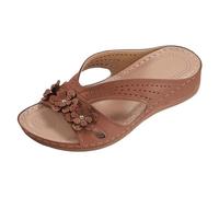Pantofole ortopediche da donna, con zeppa, morbide, per piedi, per camminare, con supporto per l'arco, estive, leggere, per la casa, comode, marrone, 38 EU