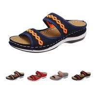 Pantofole ortopediche da donna - Pantolette morbide ciabatte estive leggere scarpe estive alluce valgo latschen zeppa Slides comode pantofole estive sandali boho scarpe da spiaggia, Blu marino, 41 EU