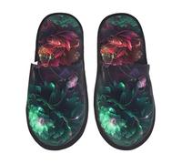 Pantofole Pelose Red And Green Carnation Piatto Ciabatte Invernali Feltro Slippers Per Letto Coppia Autunno L