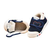Pantofole per bambini 25 neonati, scarpe da ginnastica autunno e inverno, suola morbida, antiscivolo, imbottite, in cotone, scarpe leggere, scarpe sportive da donna con chiusura in Blu marino