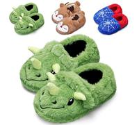 Pantofole per bambini a forma di coniglietto e unicorno, per bambine e ragazzi, con chiusura posteriore, calde, antiscivolo, soffici pantofole, Triceratopo, 24/25 EU