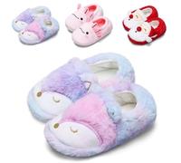 Pantofole per bambini a forma di coniglietto e unicorno, per bambine e ragazzi, con chiusura posteriore, calde, antiscivolo, soffici pantofole, Volpe, 22/23 EU