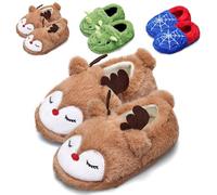 Pantofole per bambini a forma di coniglietto e unicorno, per bambine e ragazzi, con chiusura posteriore, calde, antiscivolo, soffici pantofole, Cervo, 22/23 EU