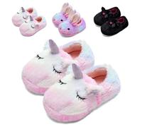 Pantofole per bambini a forma di coniglietto e unicorno, per bambine e ragazzi, con chiusura posteriore, calde, antiscivolo, soffici pantofole, Unicorno rosa., 35/36 EU
