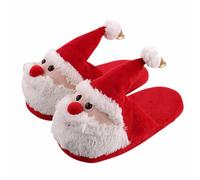 Pantofole per bambini e bambine, in peluche, calde e morbide, per ragazze, pantofole con suola, scarpe festive per bambini e bambini, morbide, calde e comode (rosso, 32 Big Kids)