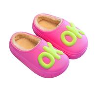 Pantofole per bambini, impermeabili, foderate in peluche, calde, antiscivolo, per interni, comode ed eleganti, unisex, per bambini dai 2,5 ai 13 anni, 03 Hot Pink, 27 EU